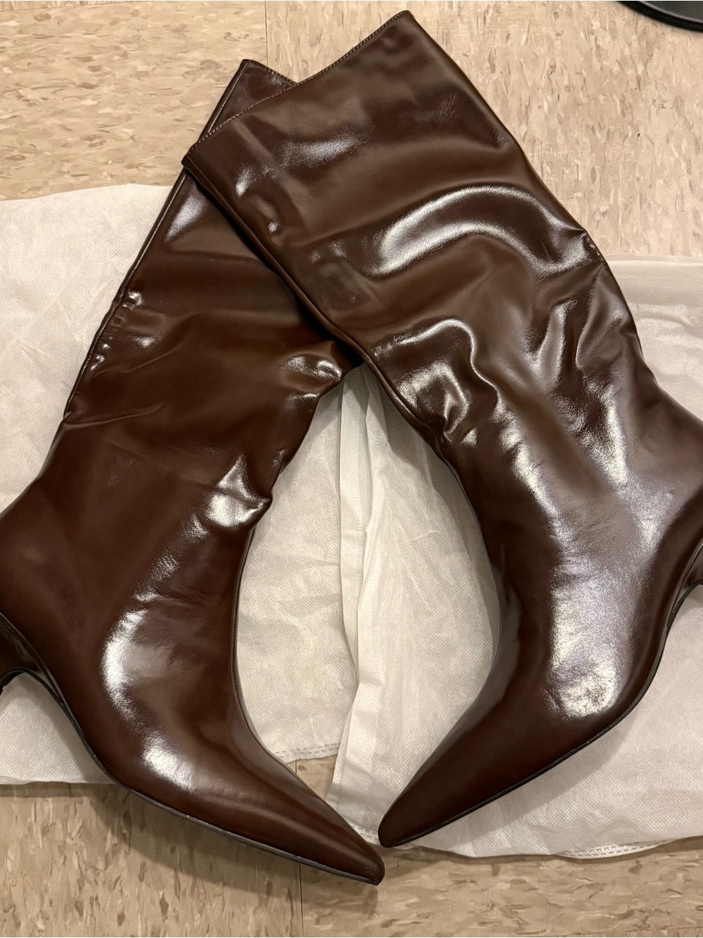 Fashion Nova Dark Brown Pointed Toe Over-the-Knee Boots